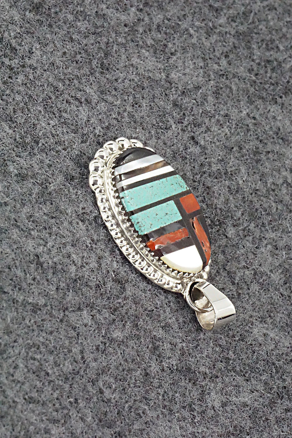 Multi Stone & Sterling Silver Inlay Pendant - Wayne Haloo