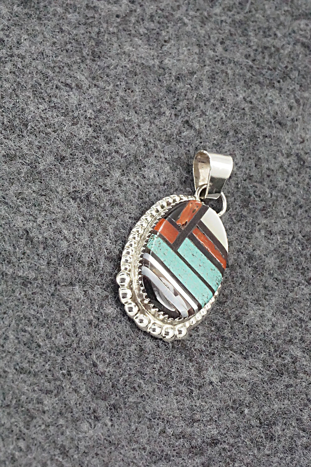Multi Stone & Sterling Silver Inlay Pendant - Wayne Haloo