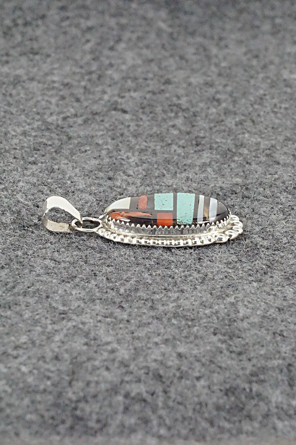 Multi Stone & Sterling Silver Inlay Pendant - Wayne Haloo