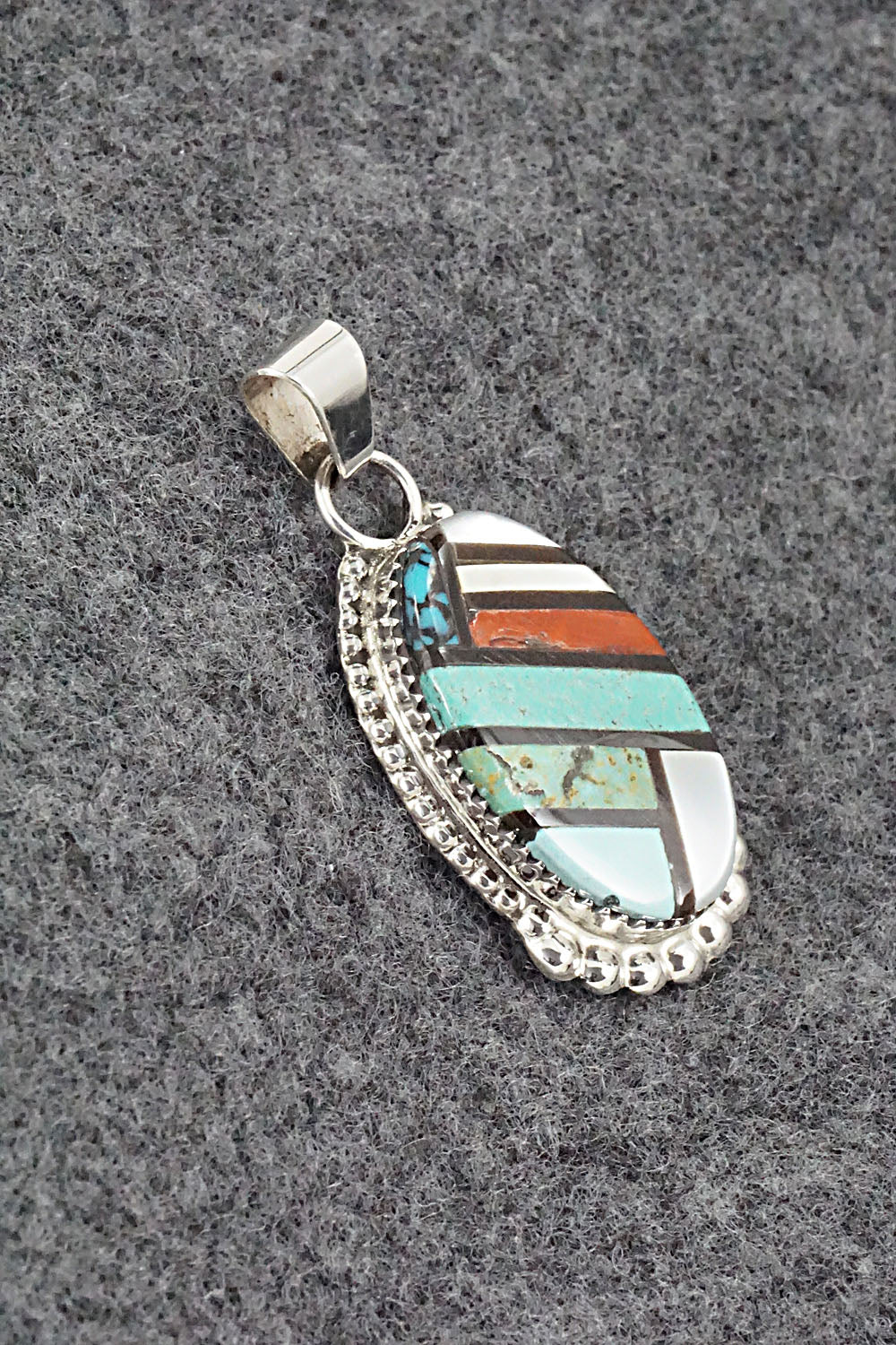 Multi Stone & Sterling Silver Inlay Pendant - Wayne Haloo