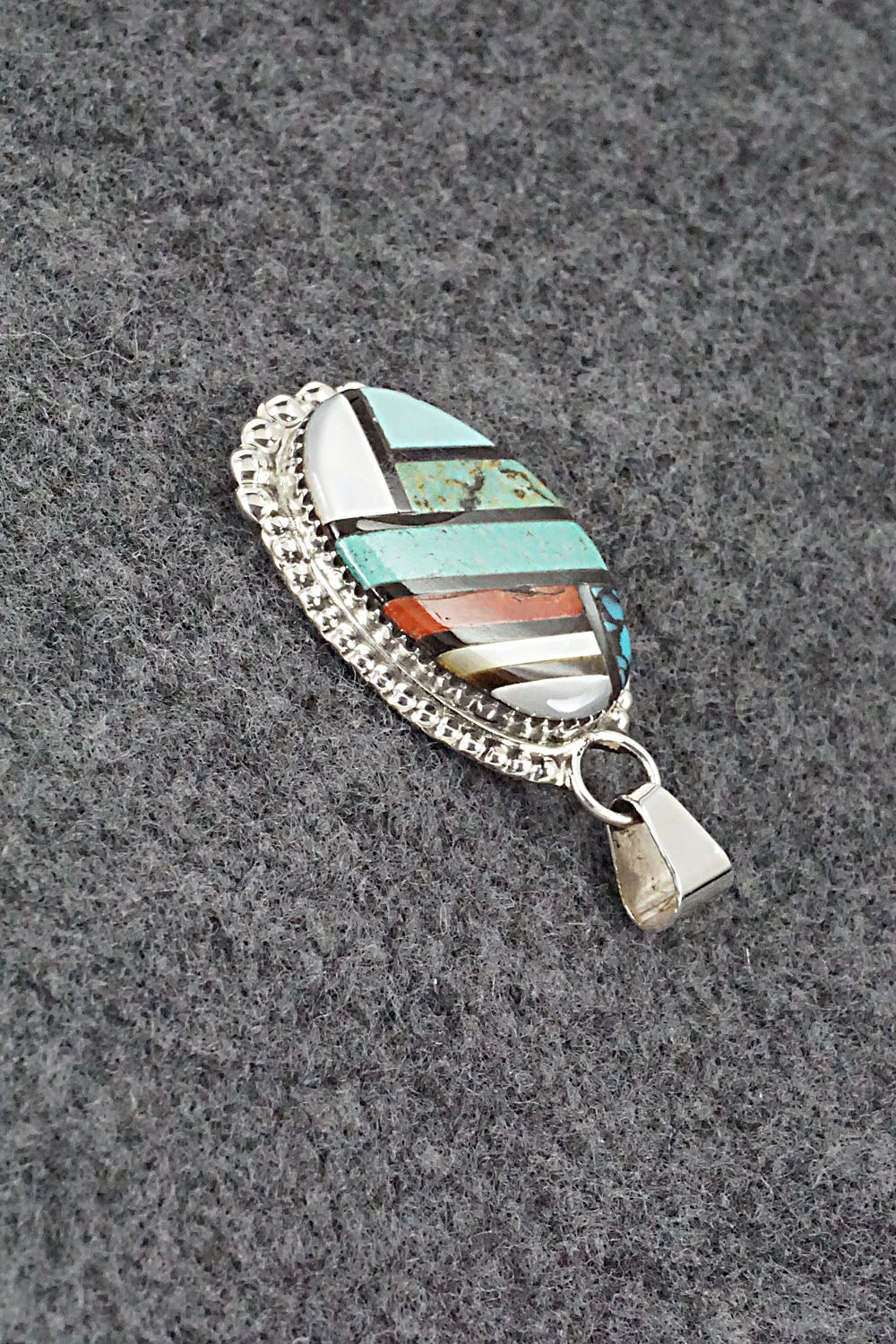 Multi Stone & Sterling Silver Inlay Pendant - Wayne Haloo