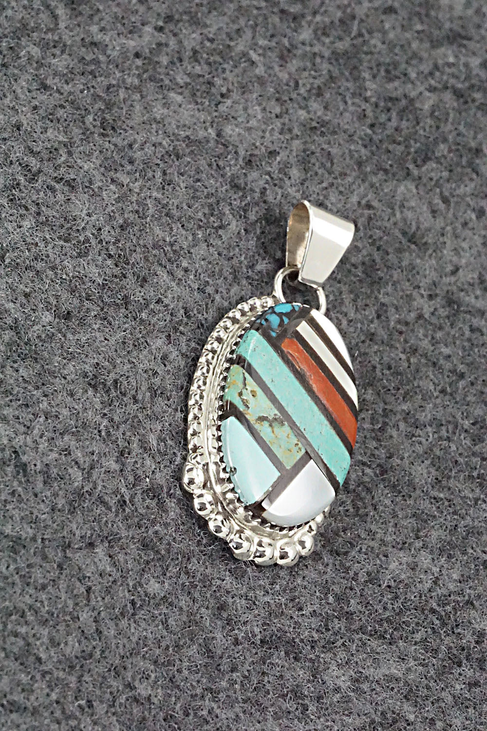 Multi Stone & Sterling Silver Inlay Pendant - Wayne Haloo