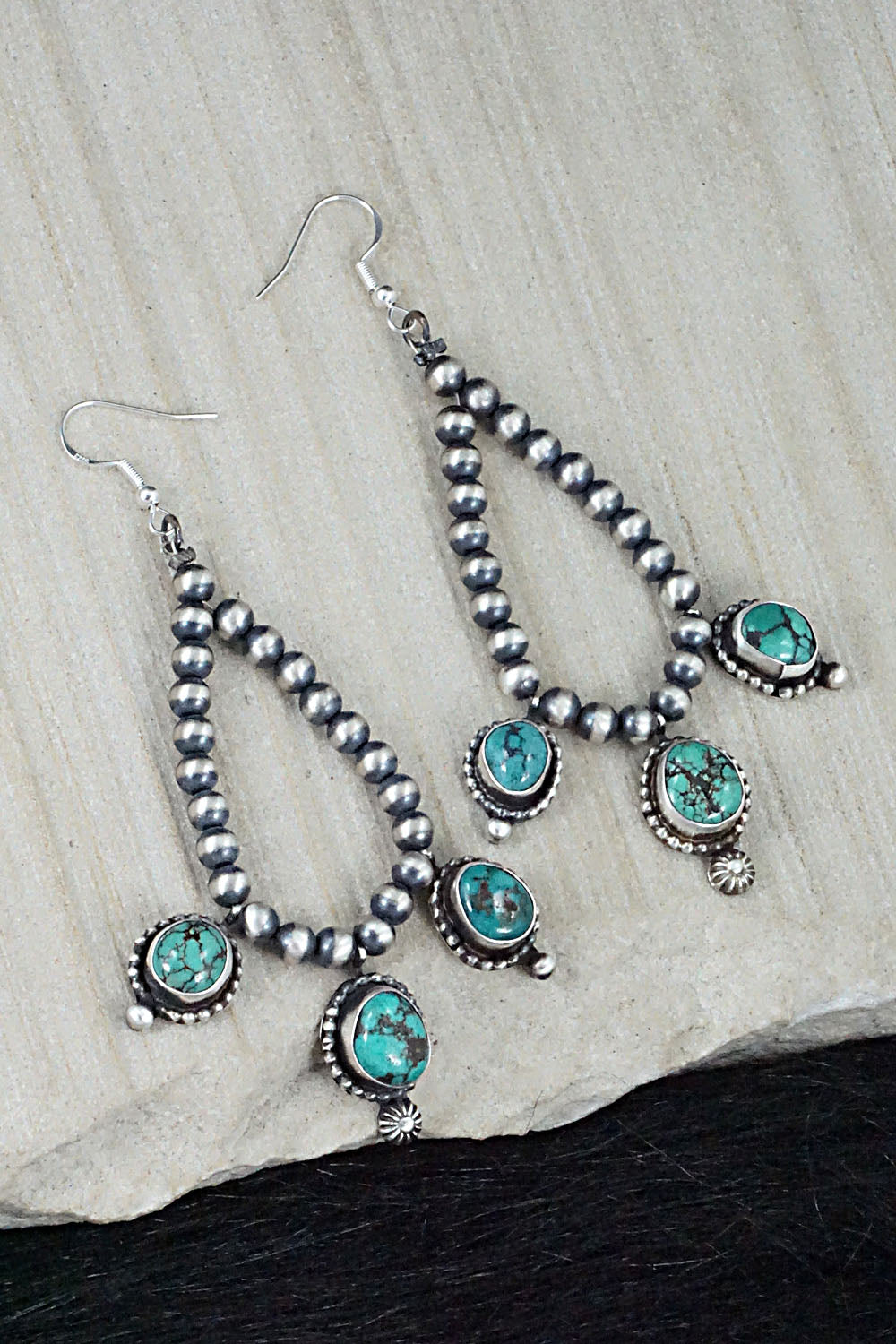 Turquoise & Sterling Silver Earrings - Wilson Dawes