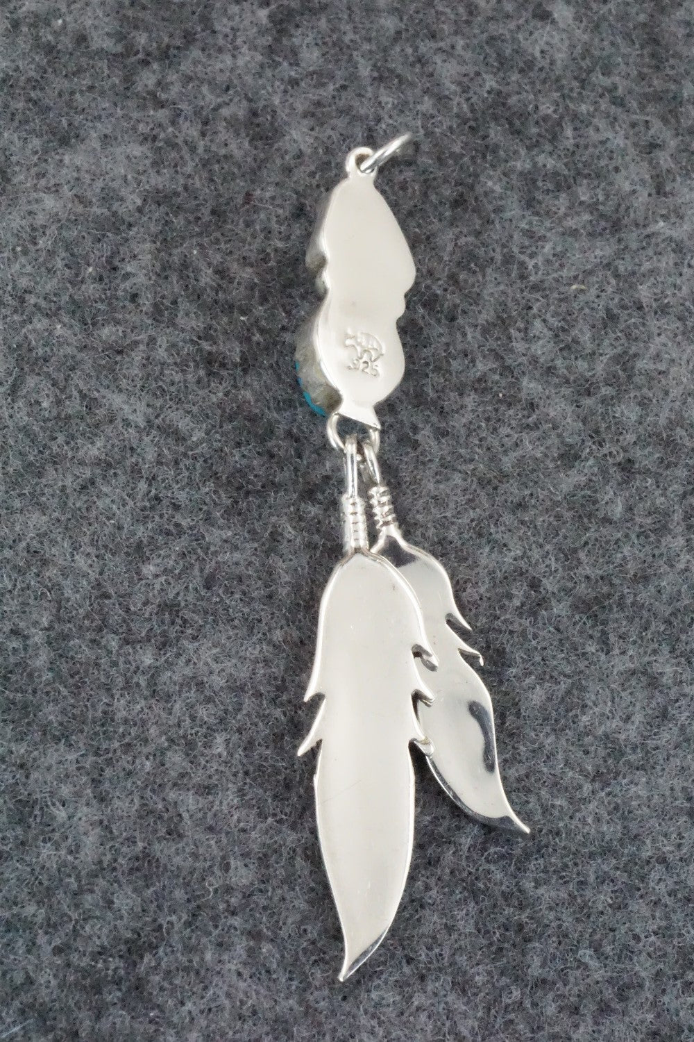Turquoise, Coral and Sterling Silver Pendant - Annie Spencer