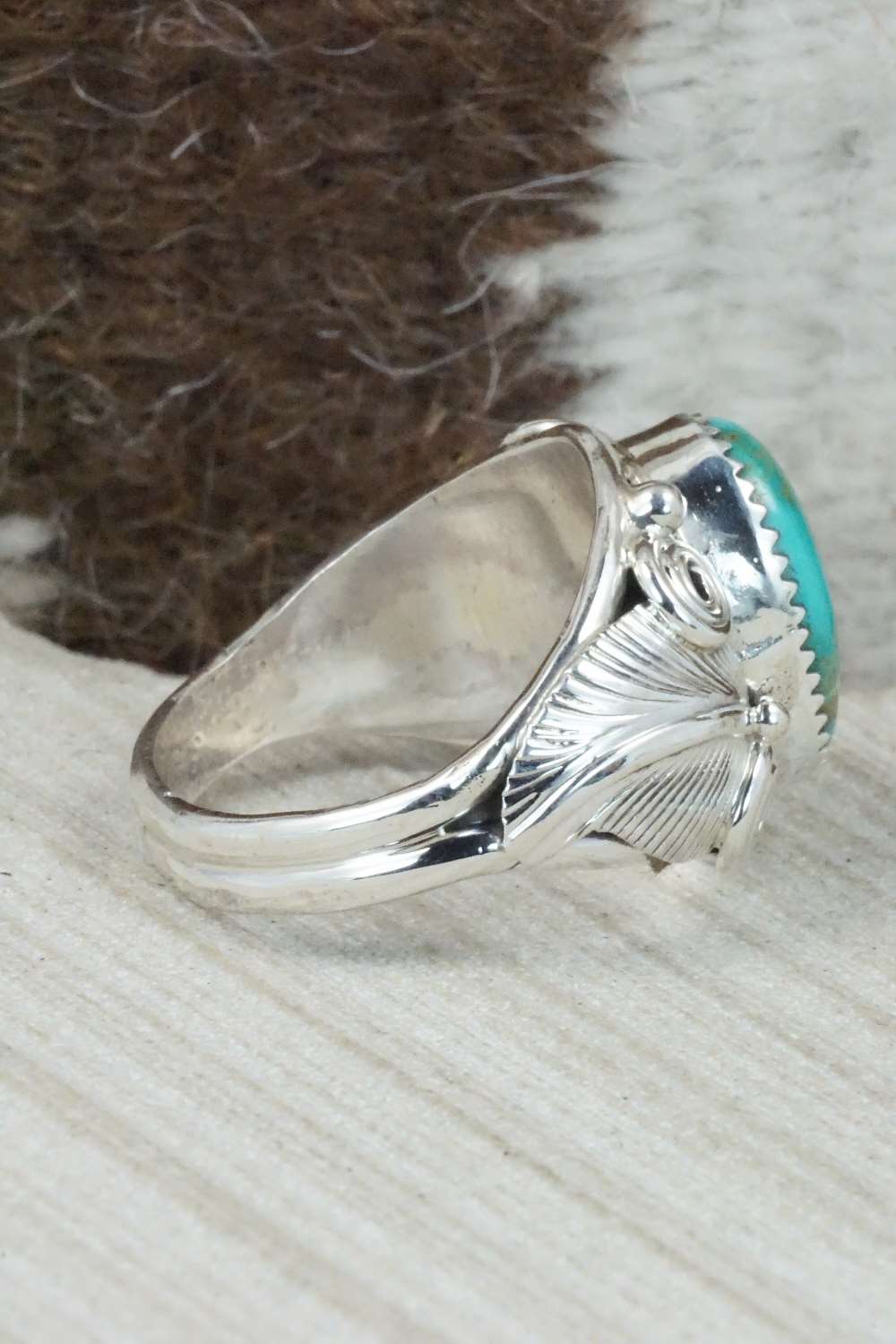Turquoise & Sterling Silver Ring - Darrell Morgan - Size 14