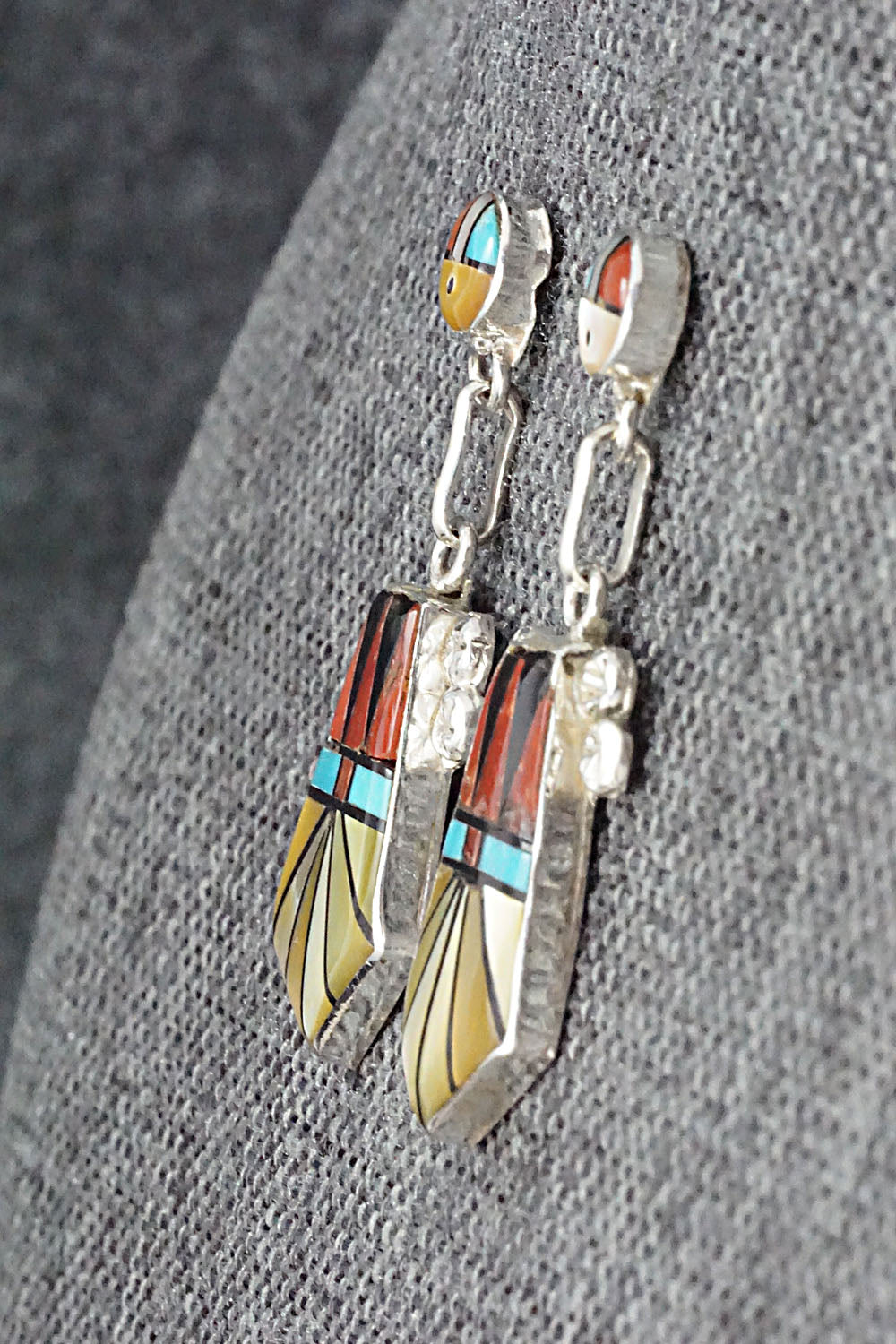 Multi Stone Inlay & Sterling Silver Earrings - Ola Eriacho