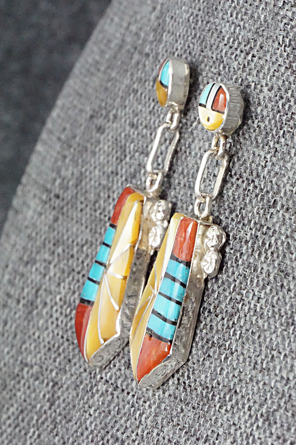 Multi Stone Inlay & Sterling Silver Earrings - Ola Eriacho