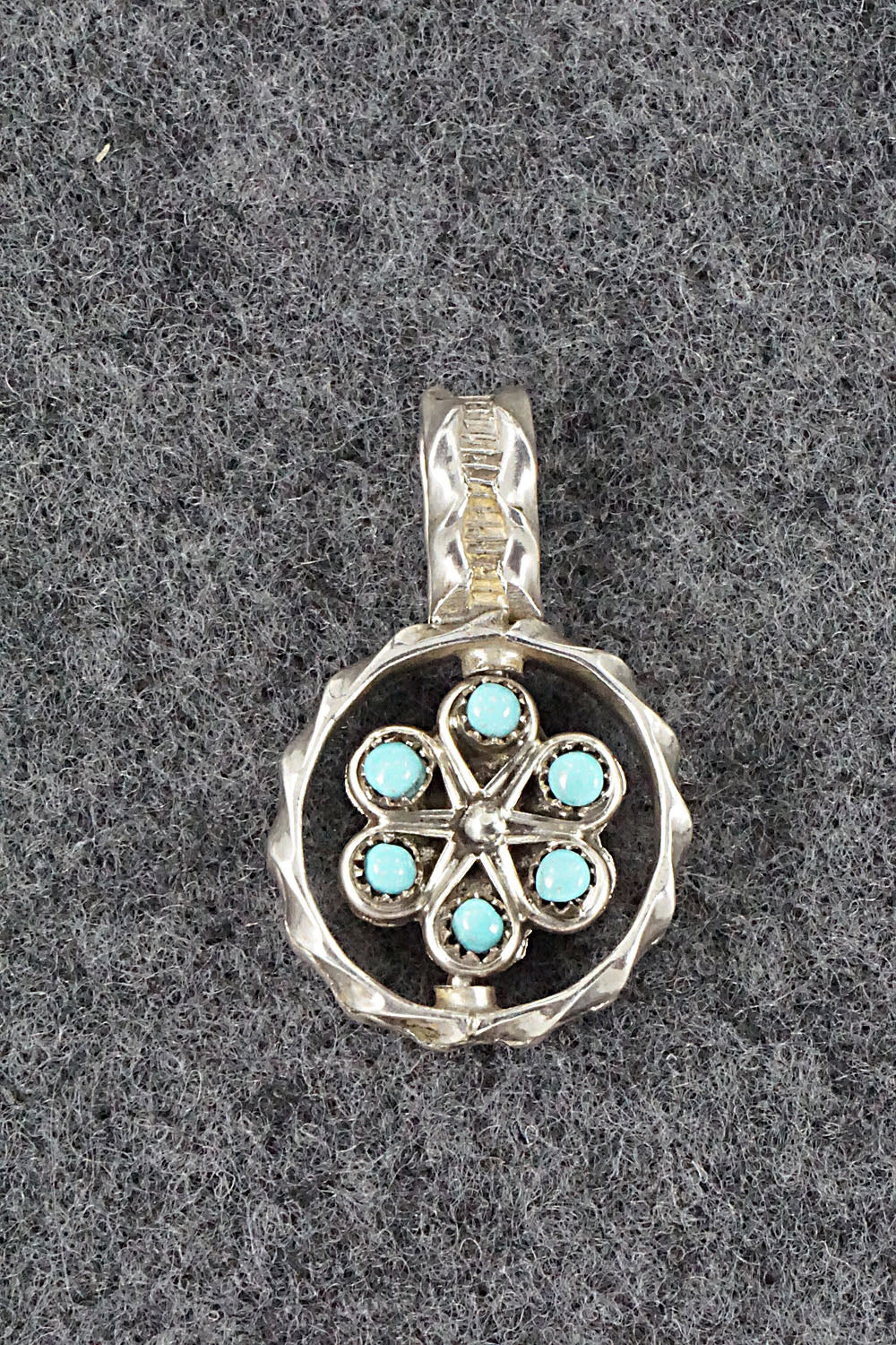 Coral, Turquoise & Sterling Silver Pendant - Wayne Johnson