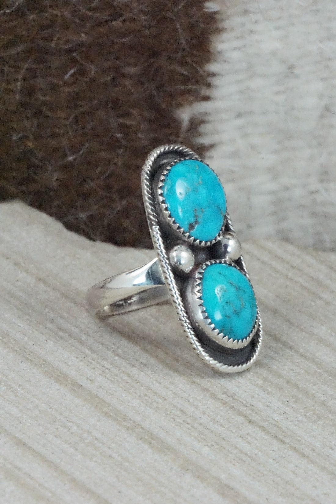 Turquoise & Sterling Silver Ring - Priscilla Reeder - Size 8.75