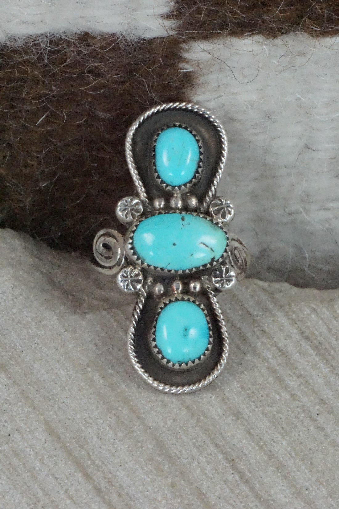 Turquoise & Sterling Silver Ring - Priscilla Reeder - Size 7.5