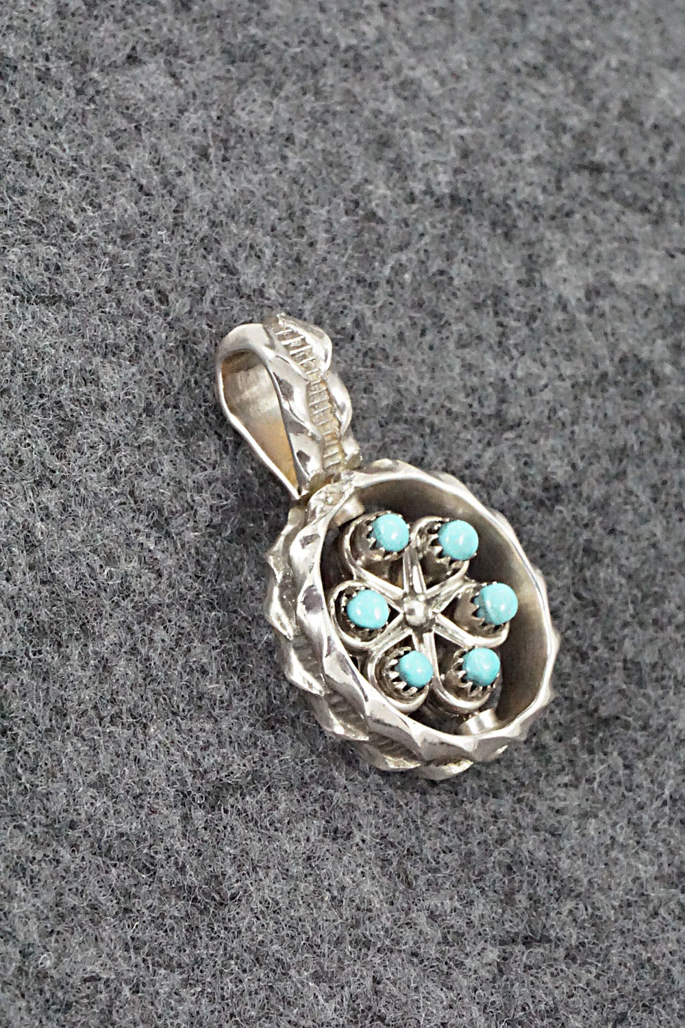 Coral, Turquoise & Sterling Silver Pendant - Wayne Johnson