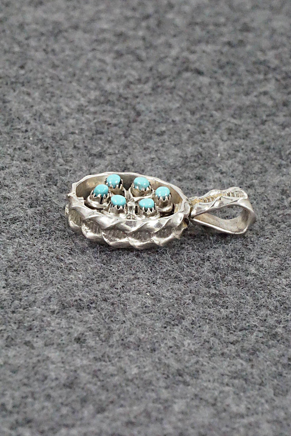 Coral, Turquoise & Sterling Silver Pendant - Wayne Johnson