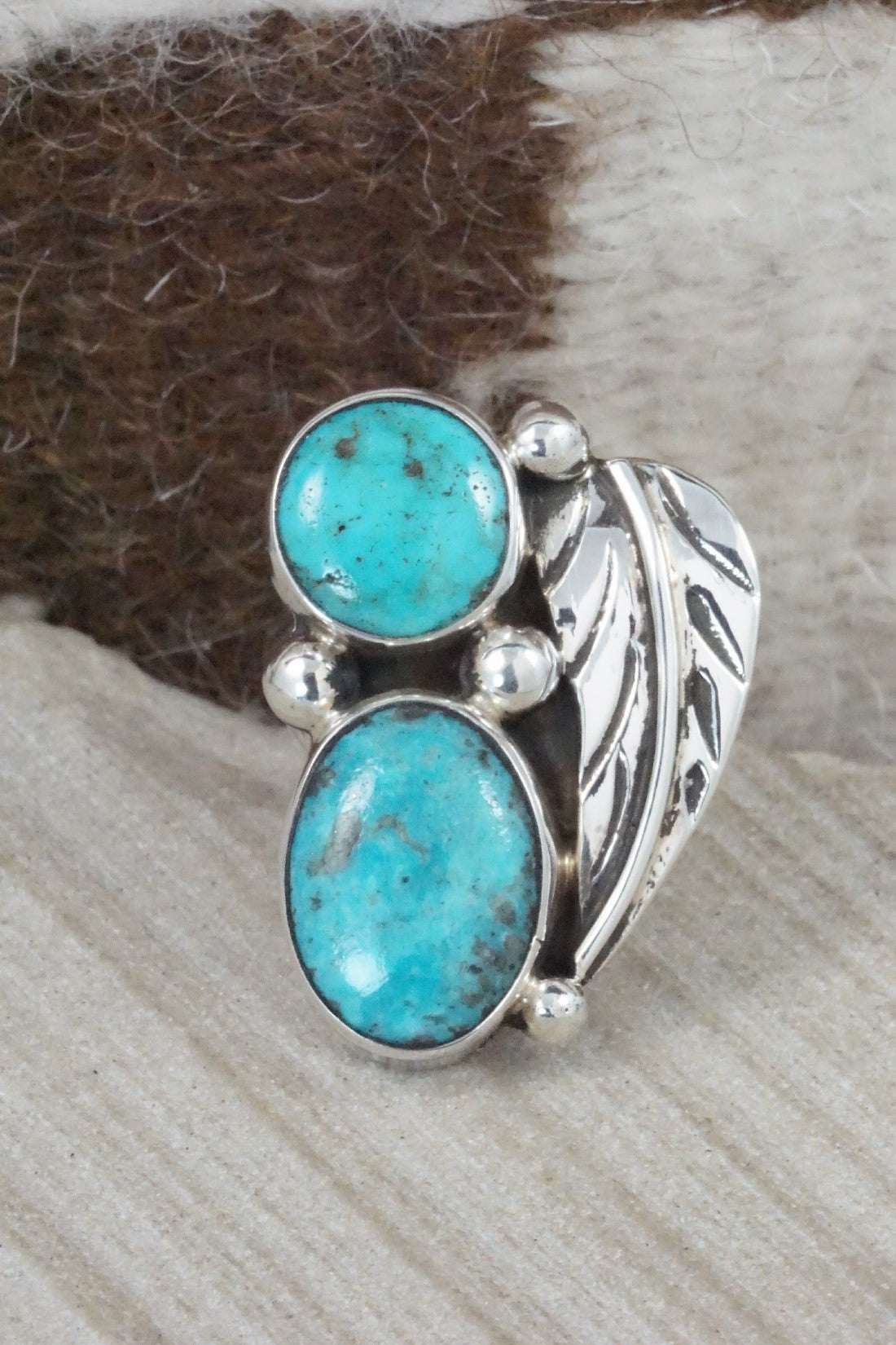 Turquoise & Sterling Silver Ring - Priscilla Reeder - Size 7.75