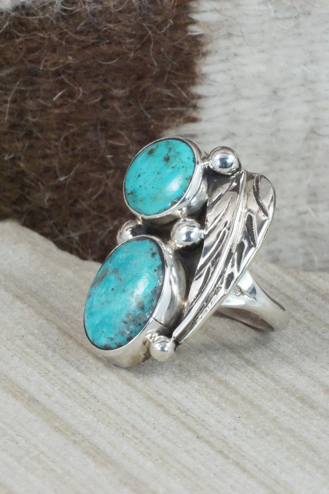 Turquoise & Sterling Silver Ring - Priscilla Reeder - Size 7.75