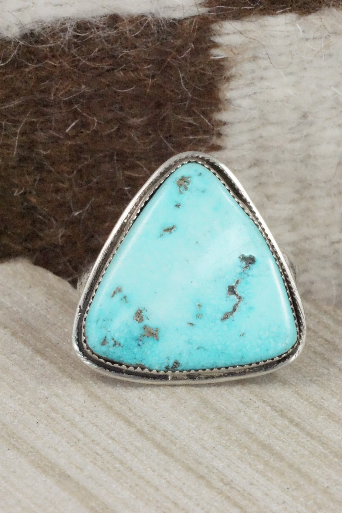 Turquoise & Sterling Silver Ring - Priscilla Reeder - Size 12