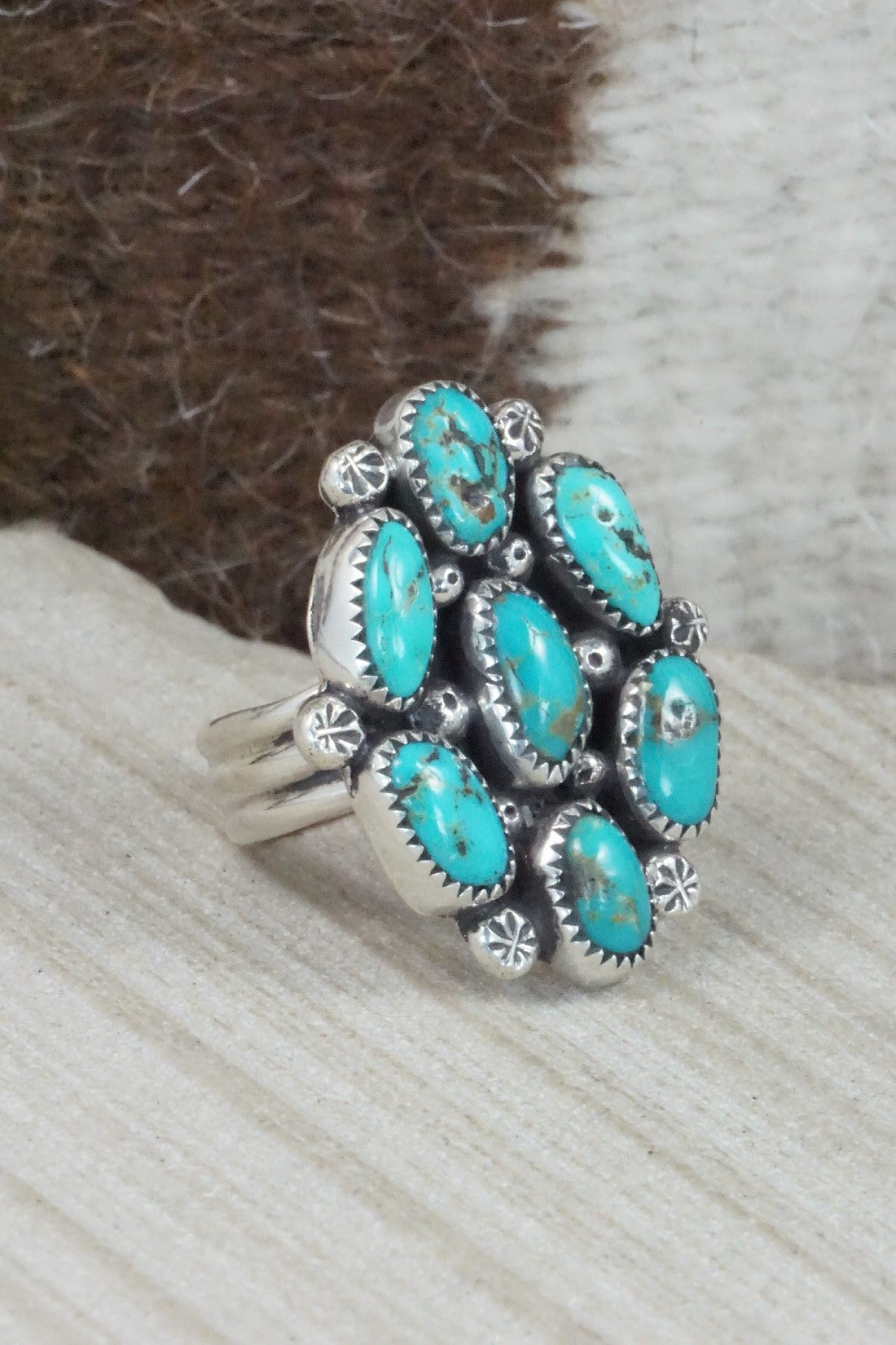 Turquoise & Sterling Silver Ring - Priscilla Reeder - Size 8
