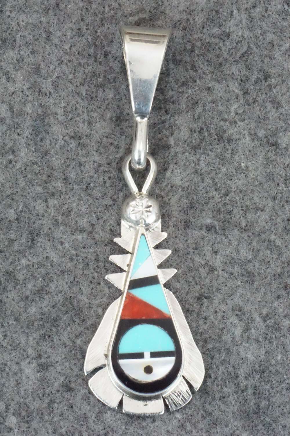 Multi Stone & Sterling Silver Inlay Pendant - Ricky Vacit