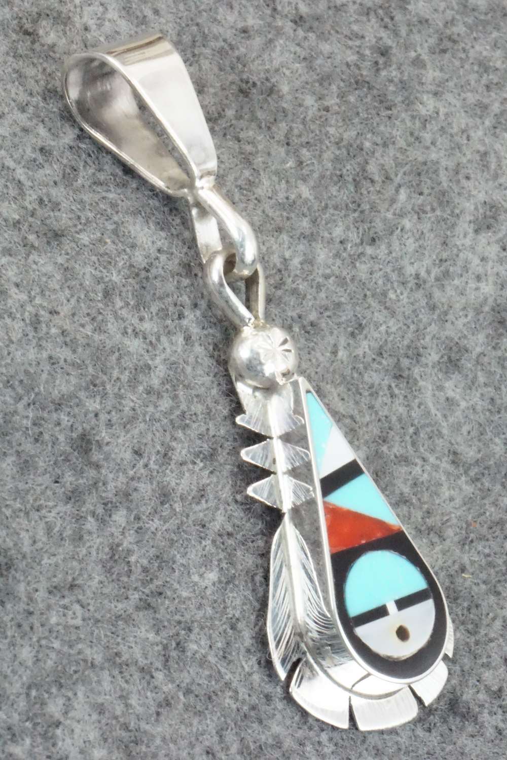 Multi Stone & Sterling Silver Inlay Pendant - Ricky Vacit