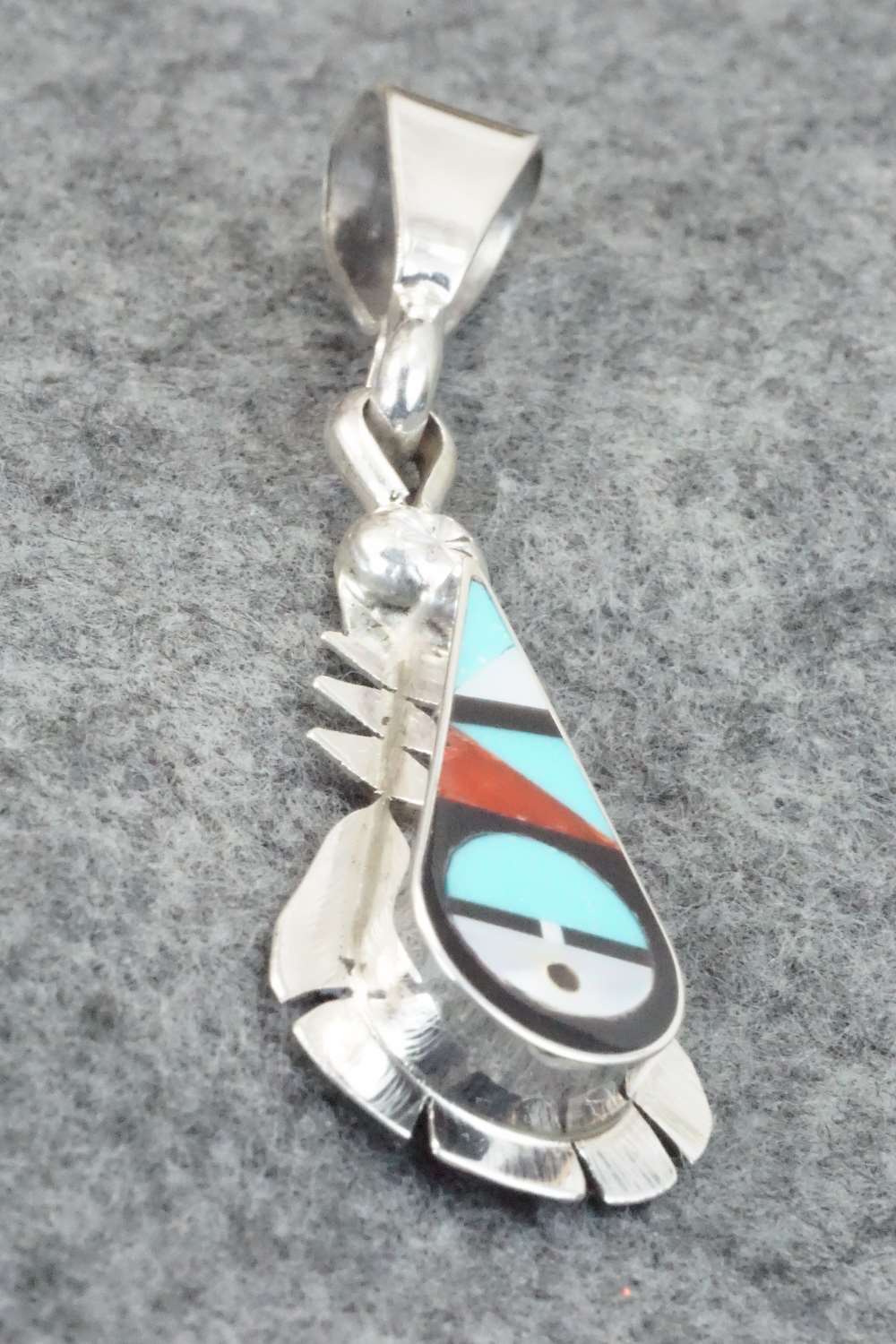 Multi Stone & Sterling Silver Inlay Pendant - Ricky Vacit