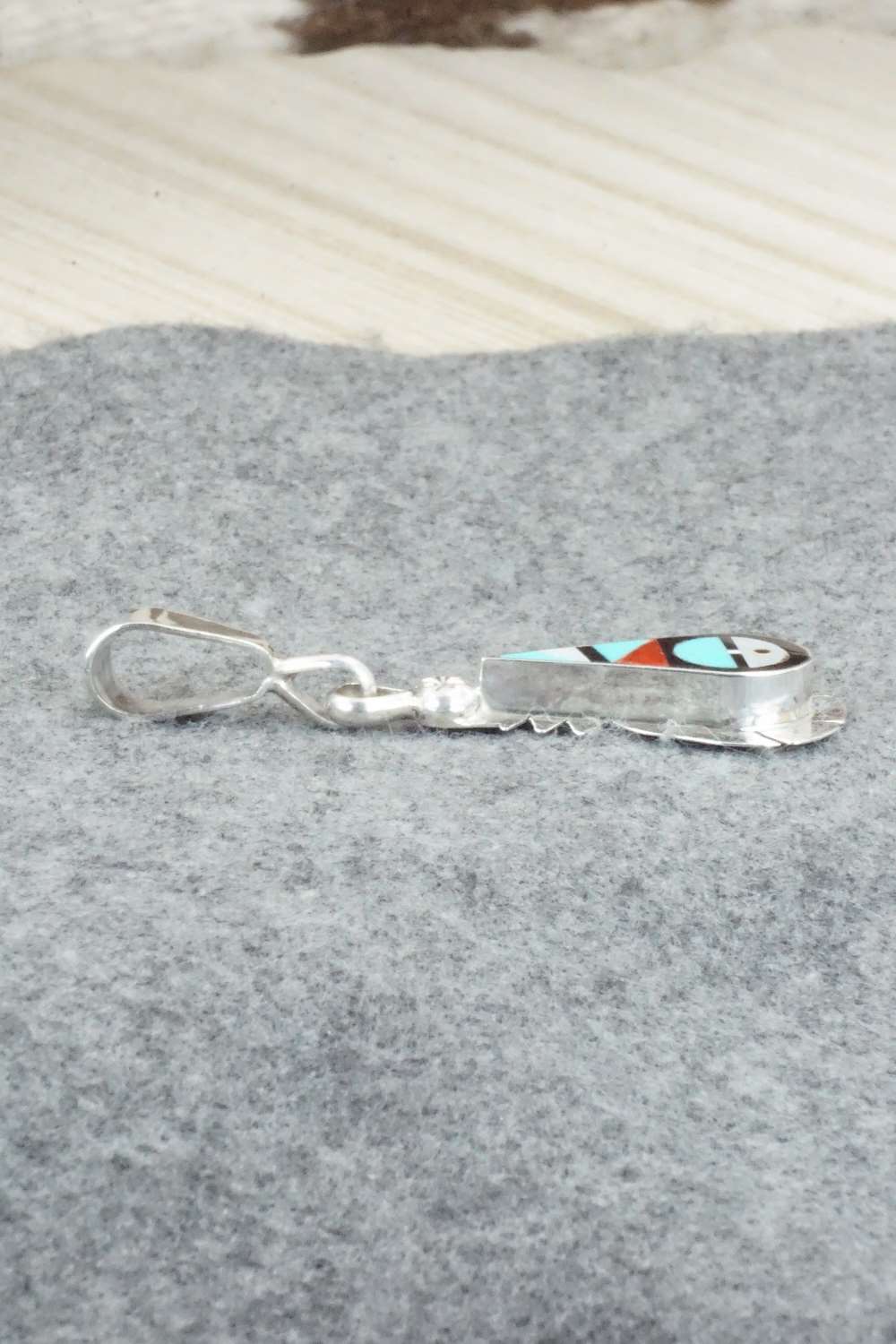 Multi Stone & Sterling Silver Inlay Pendant - Ricky Vacit