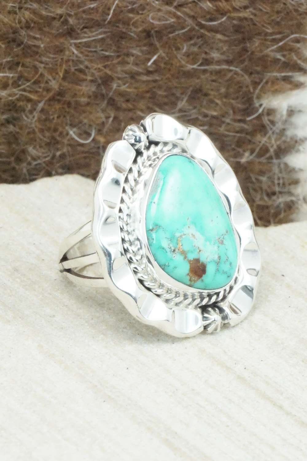 Turquoise & Sterling Silver Ring - Samuel Yellowhair - Size 5.25