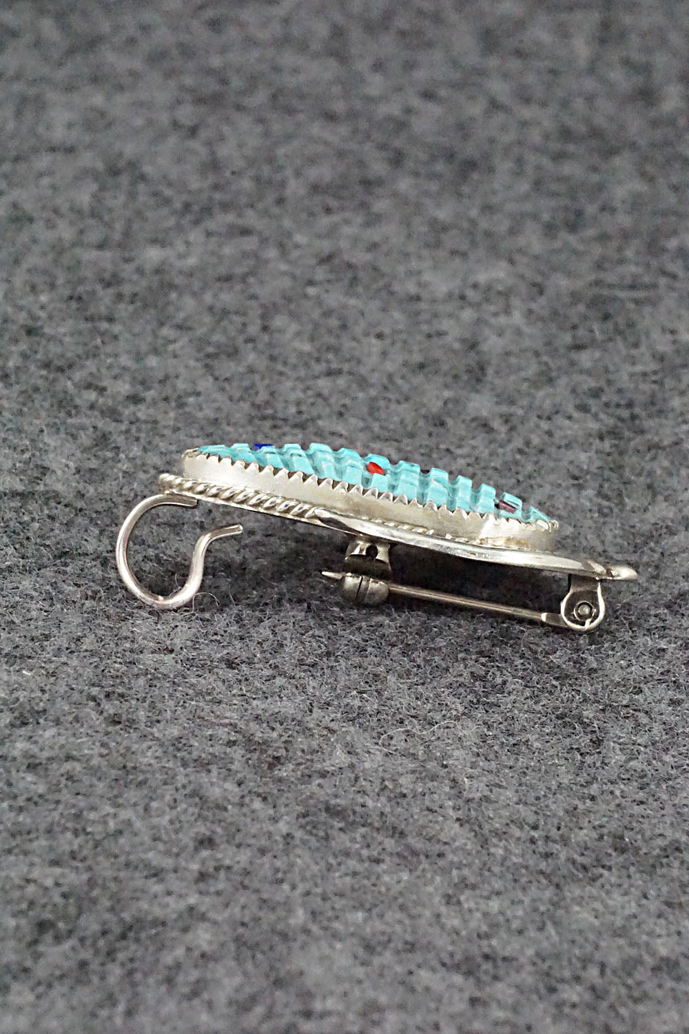 Turquoise & Sterling Silver Pendant/Pin - Tracy Bowekity