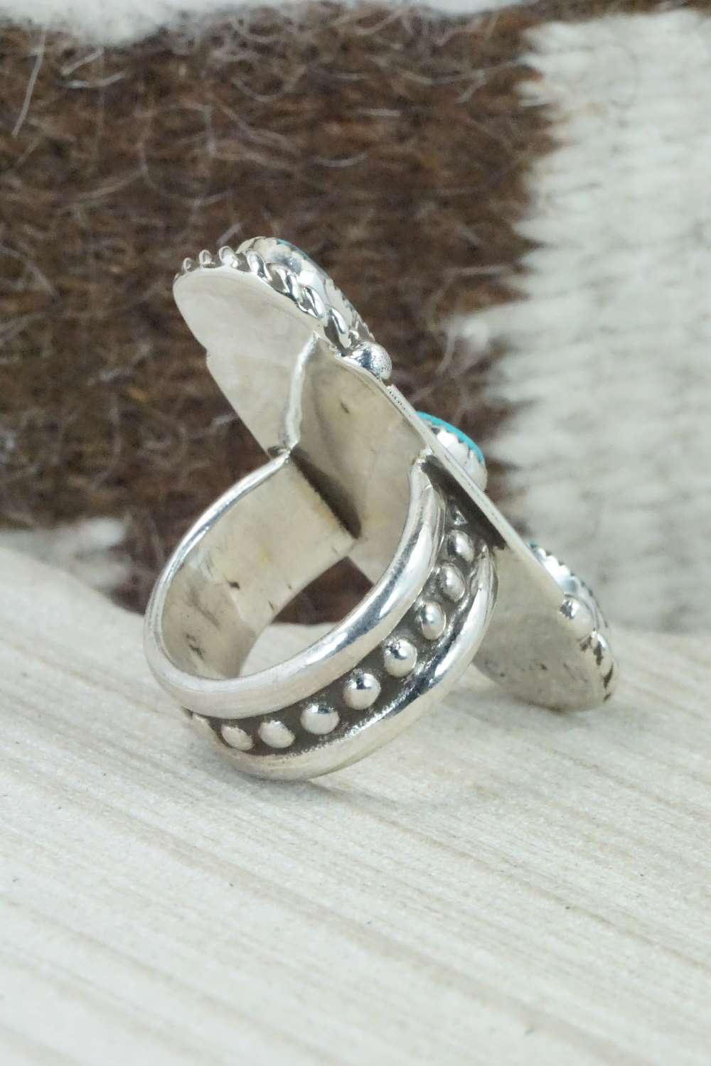 Turquoise & Sterling Silver Ring - Cris Nez - Size 7.75