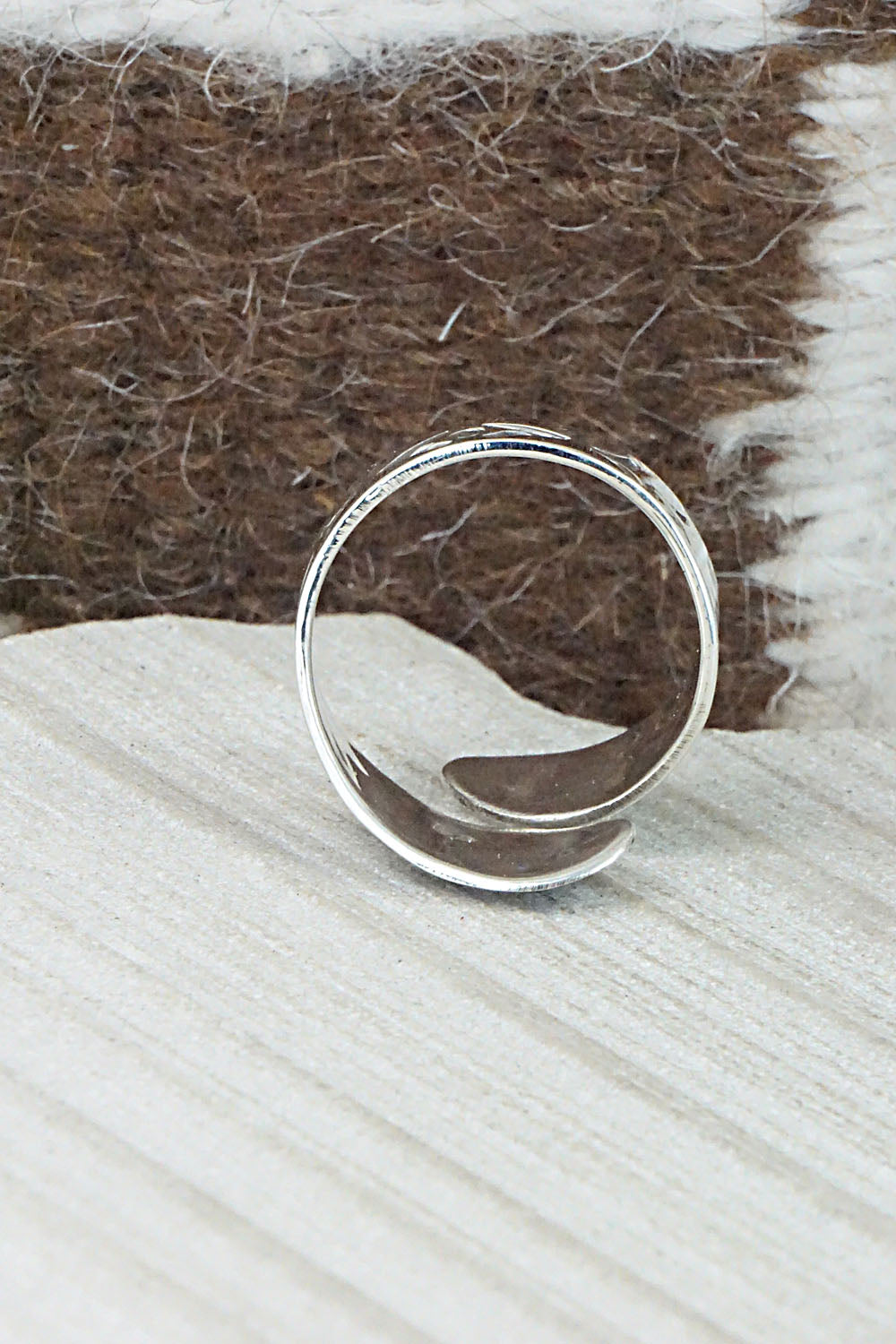 Turquoise, Coral & Sterling Silver Ring - Jolene Yazzie - Size 10.5
