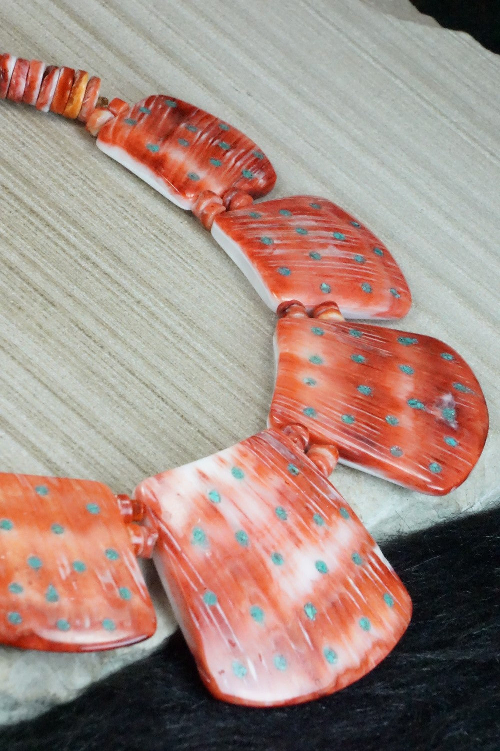 Spiny Oyster and Turquoise Necklace - Joe Garcia