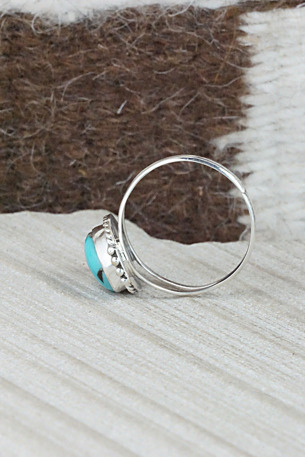 Turquoise and Sterling Silver Ring - Jan Mariano - Size 9.5