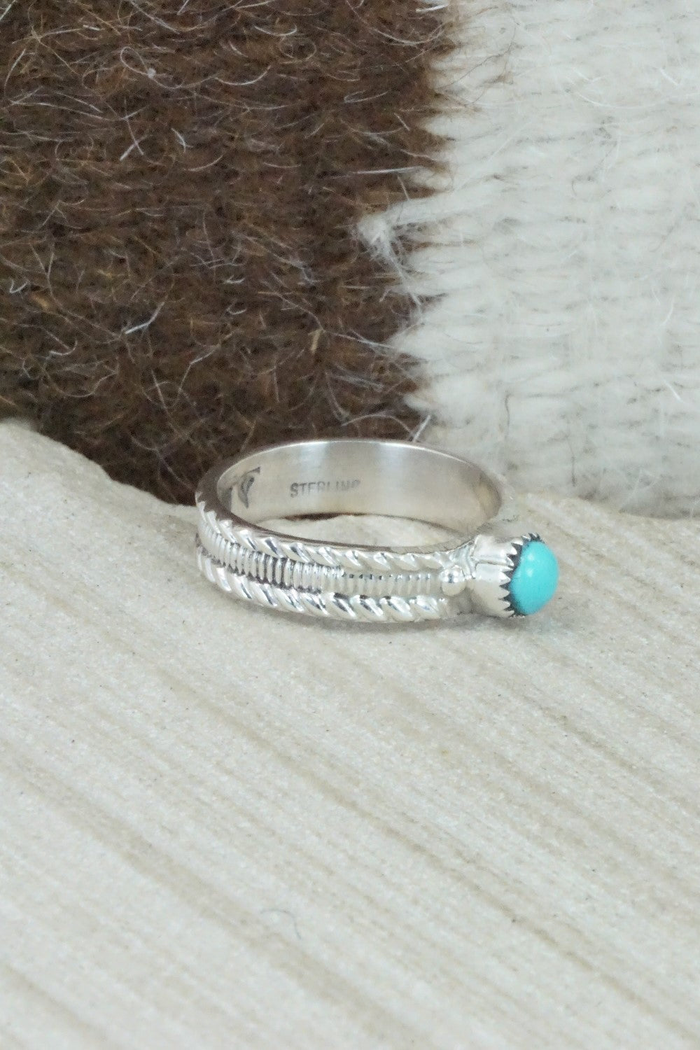 Turquoise & Sterling Silver Ring - Joanita Yatsatee - Size 7.75