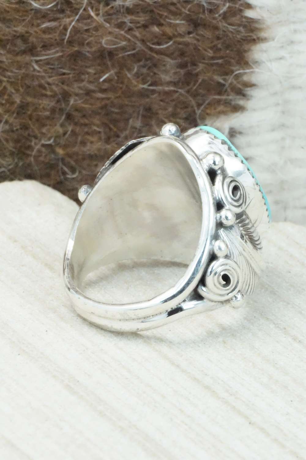 Turquoise & Sterling Silver Ring - Darrell Morgan - Size 10.5