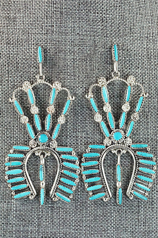 Turquoise & Sterling Silver Earrings - Claudine Penketewa