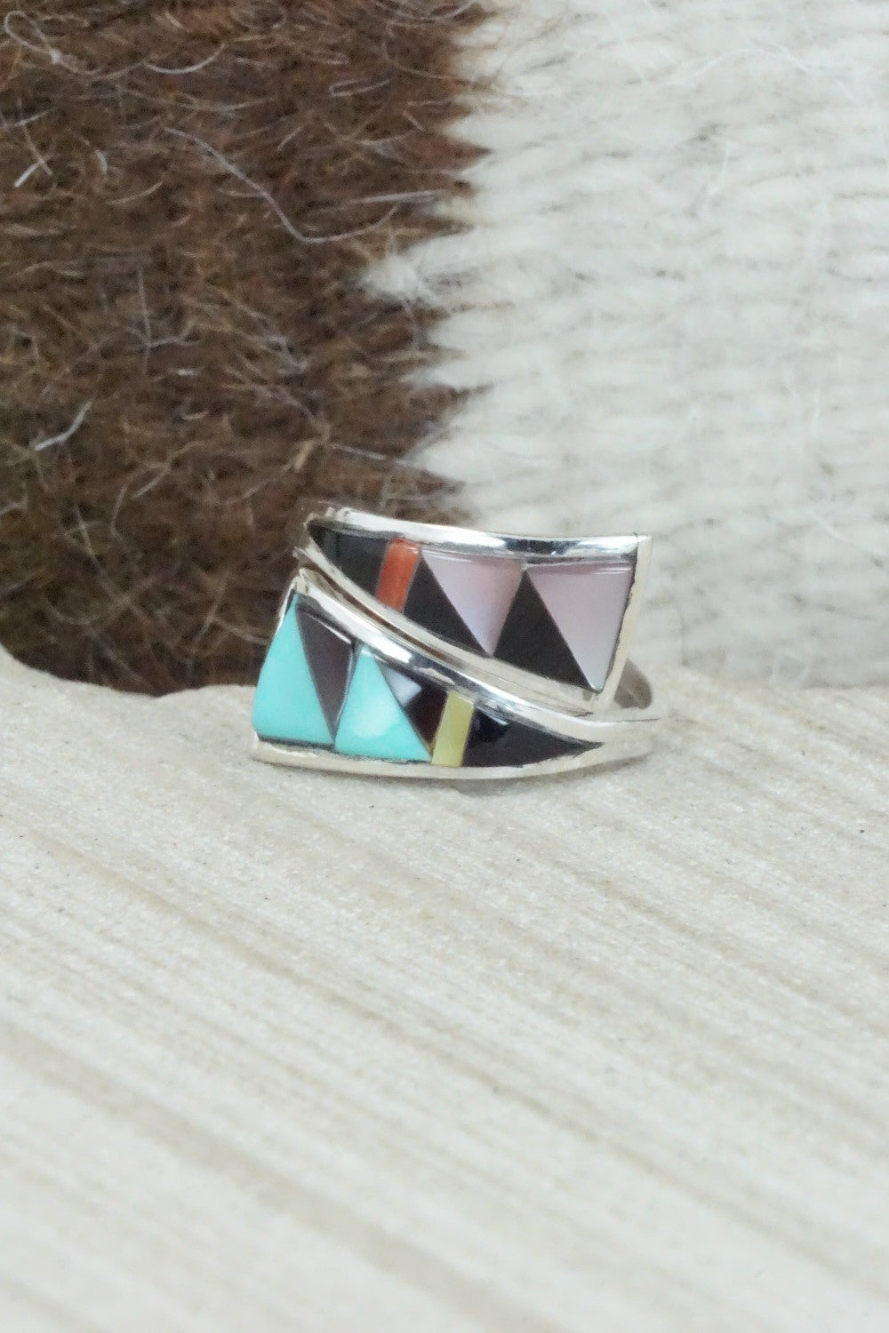 Multi Stone & Sterling Silver Ring - Cena Zuni - Size 7