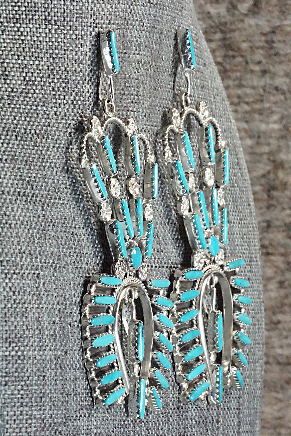 Turquoise & Sterling Silver Earrings - Claudine Penketewa