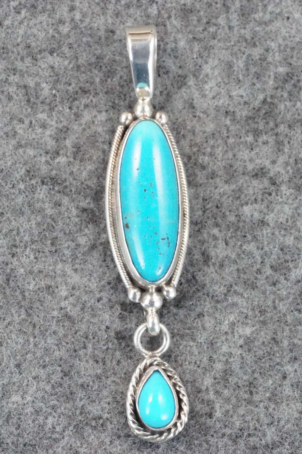 Turquoise & Sterling Silver Pendant - Circle J. W.