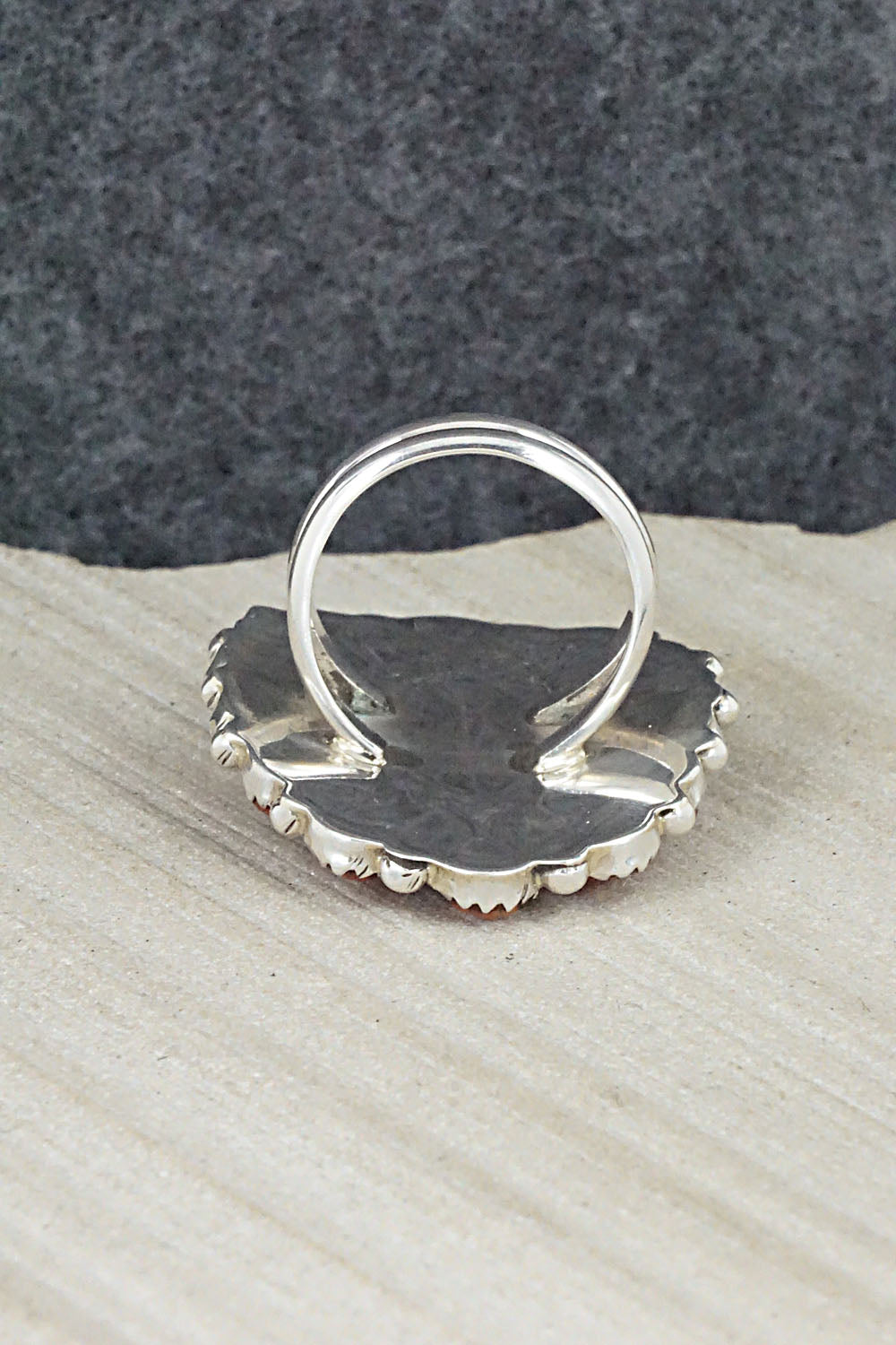 Coral and Sterling Silver Ring - Justina Wilson - Size 6.75