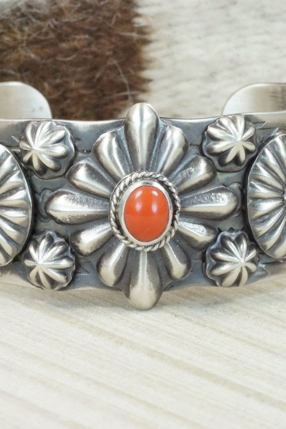 Coral and Sterling Silver Bracelet - Andrew Gordon