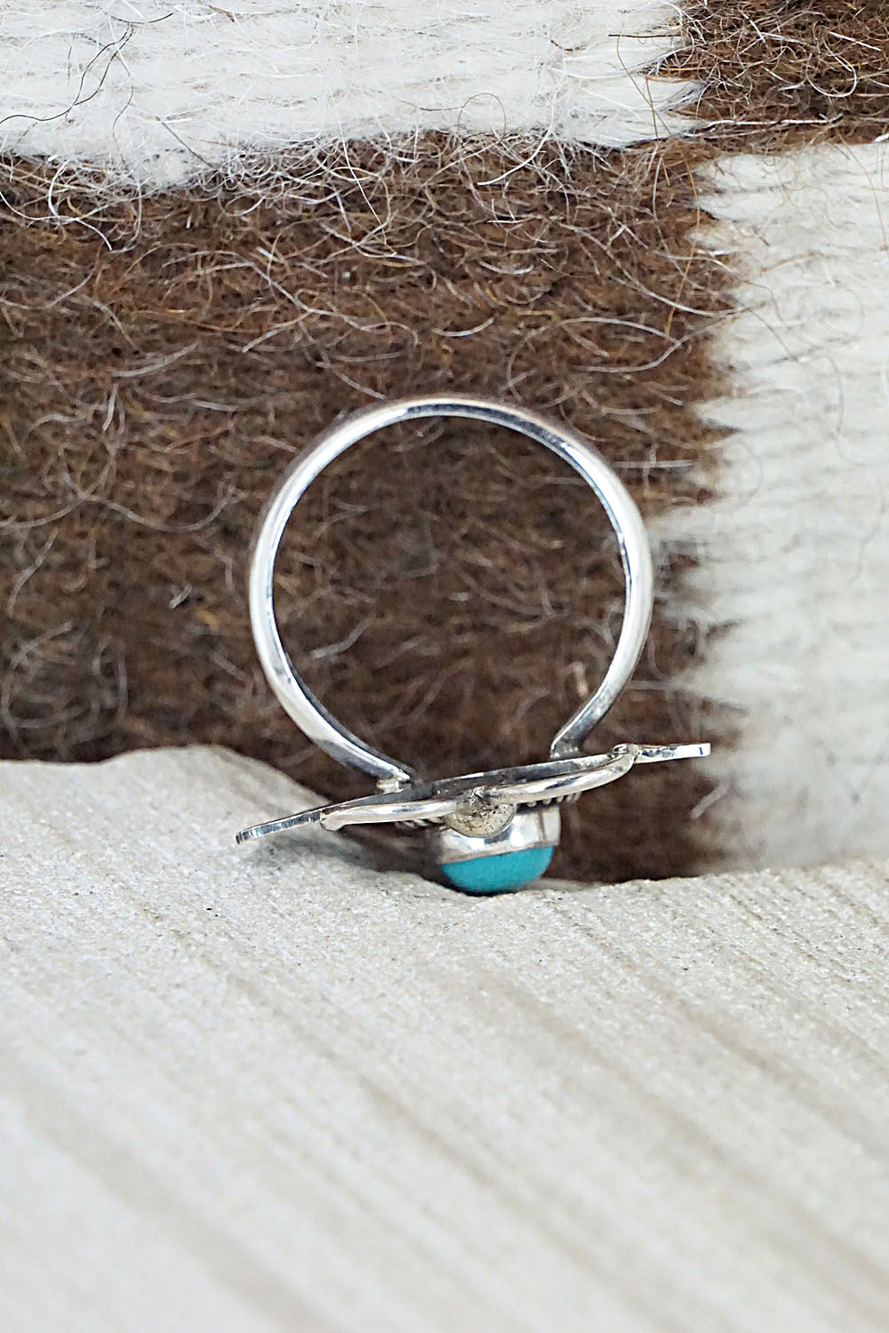 Turquoise and Sterling Silver Ring - Betta Lee - Size 7.25