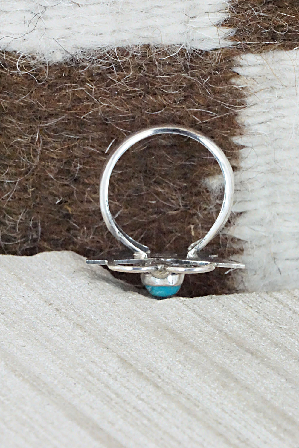 Turquoise and Sterling Silver Ring - Betta Lee - Size 7.25