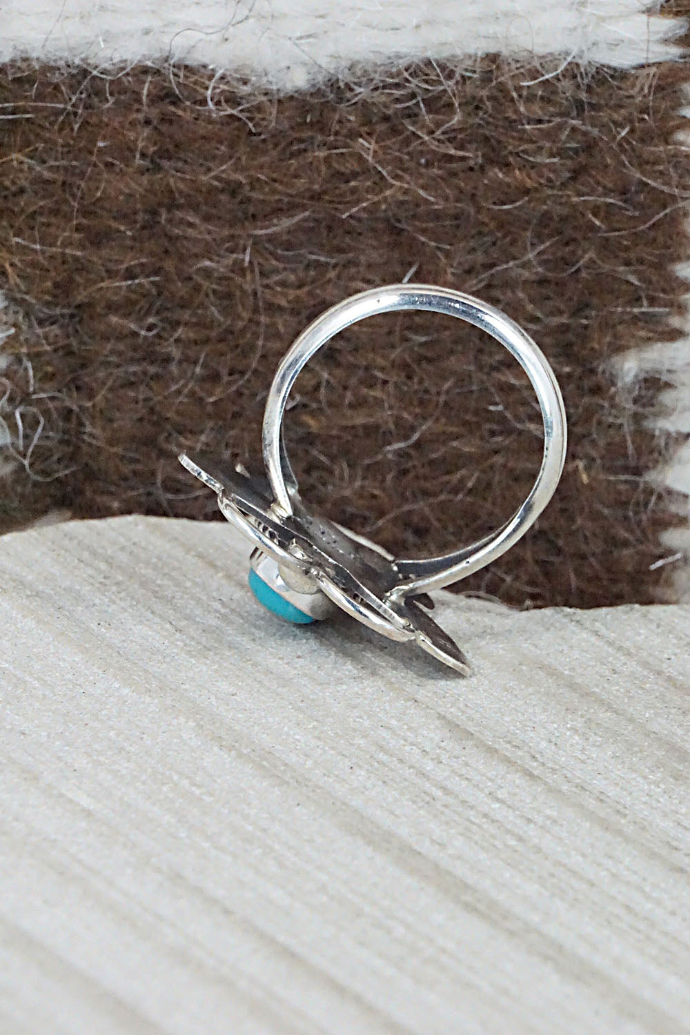 Turquoise and Sterling Silver Ring - Betta Lee - Size 7.25