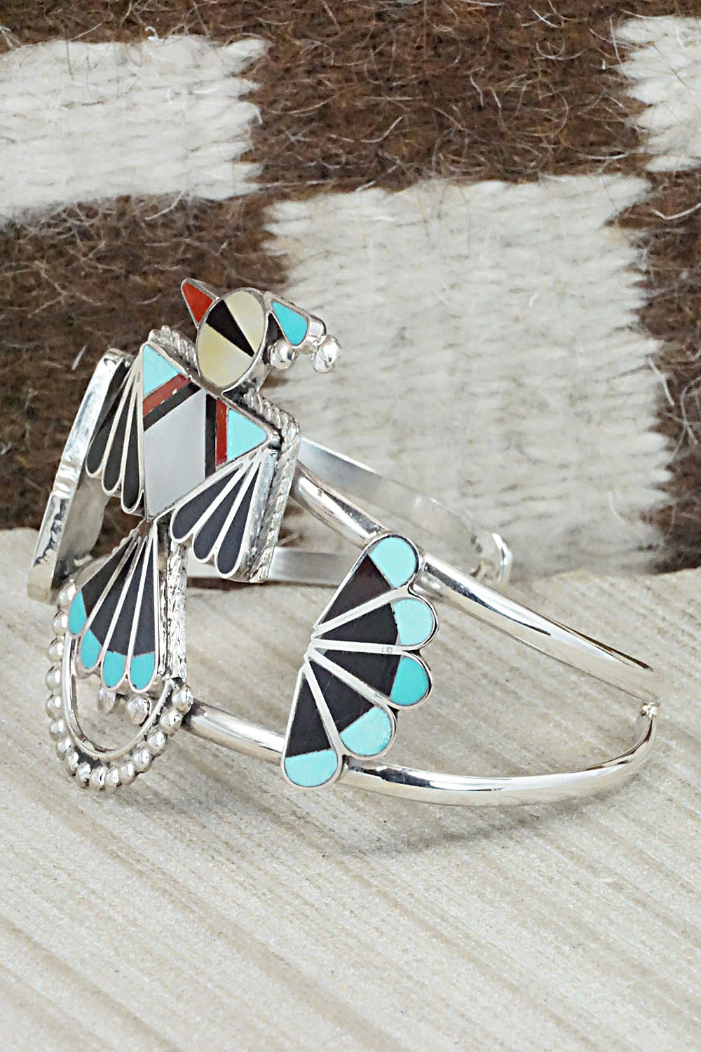 Multi Stone & Sterling Silver Inlay Bracelet - Adrian Wallace