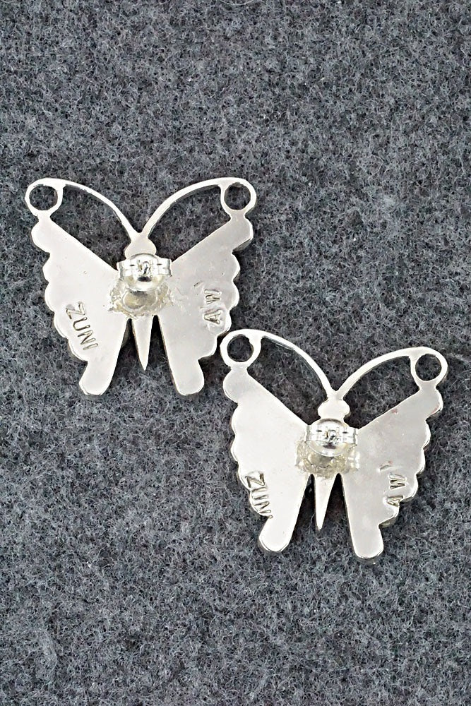 Multi Stone Inlay & Sterling Silver Earrings - Adrian Wallace