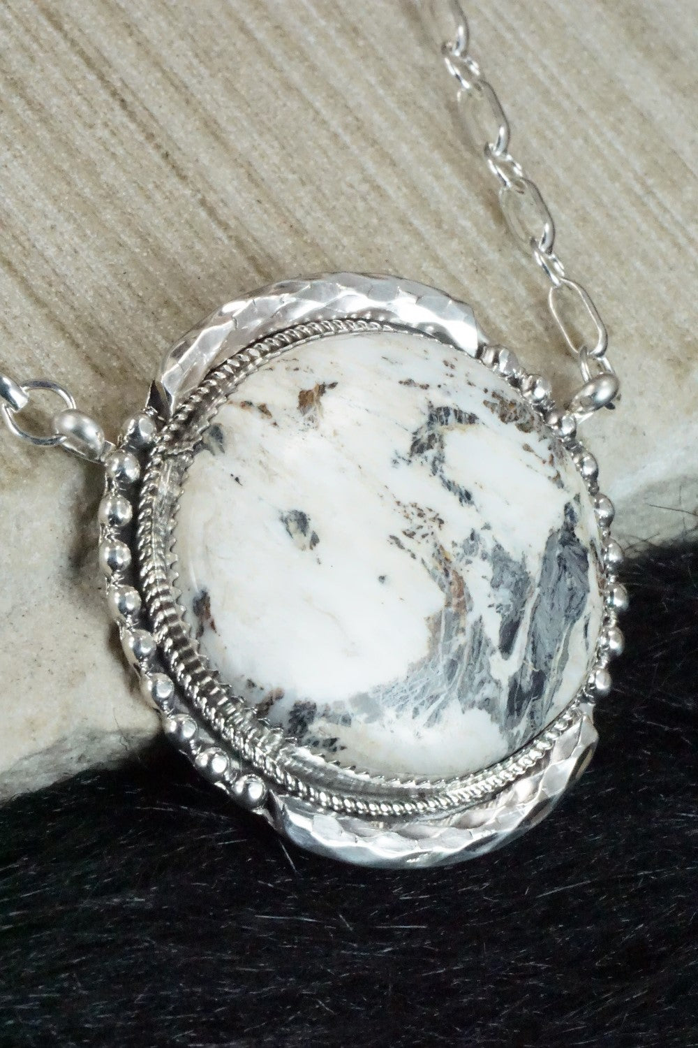 White Buffalo and Sterling Silver Necklace - Kenny Calavaza