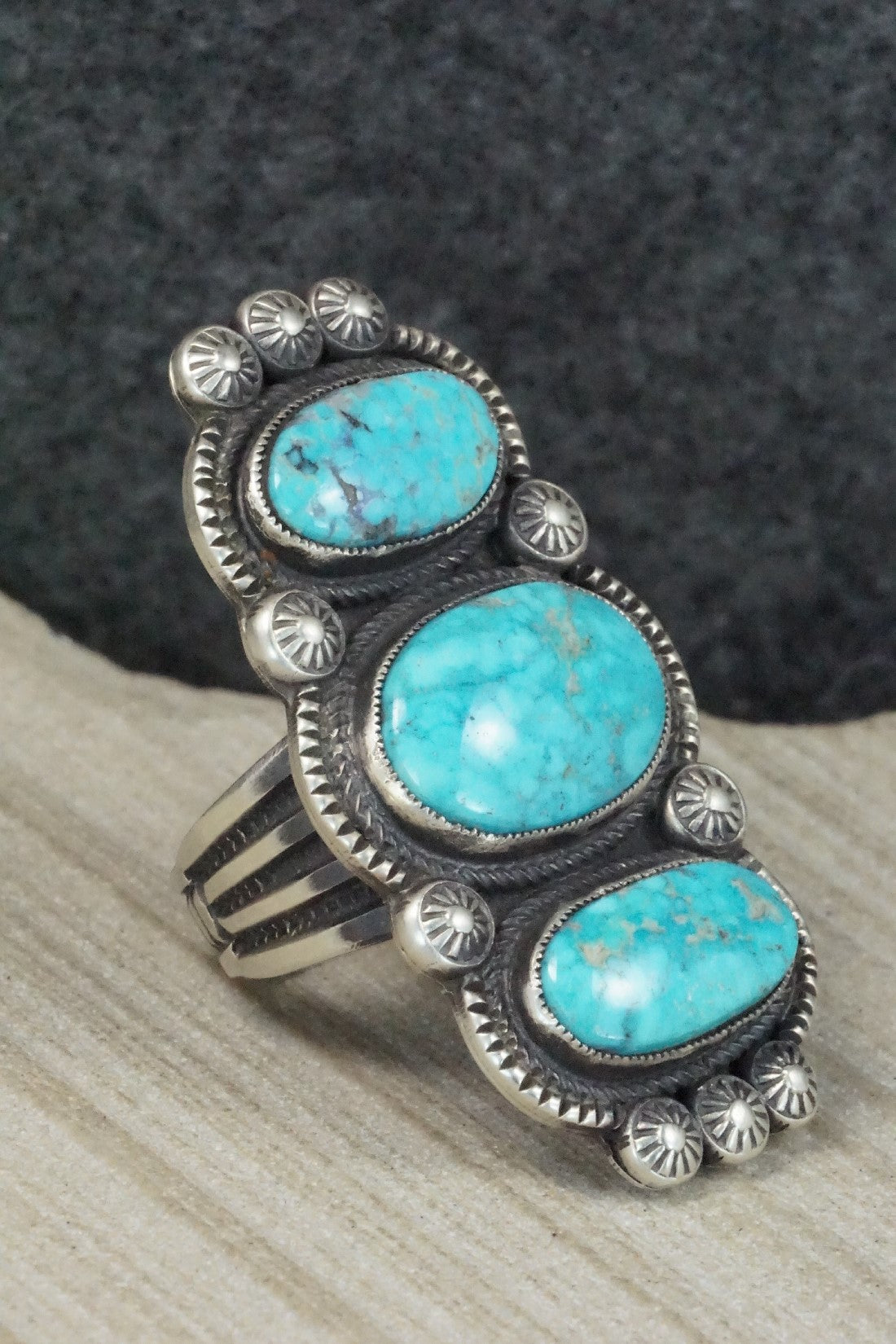 Turquoise & Sterling Silver Ring - Calvin Martinez - 8.5