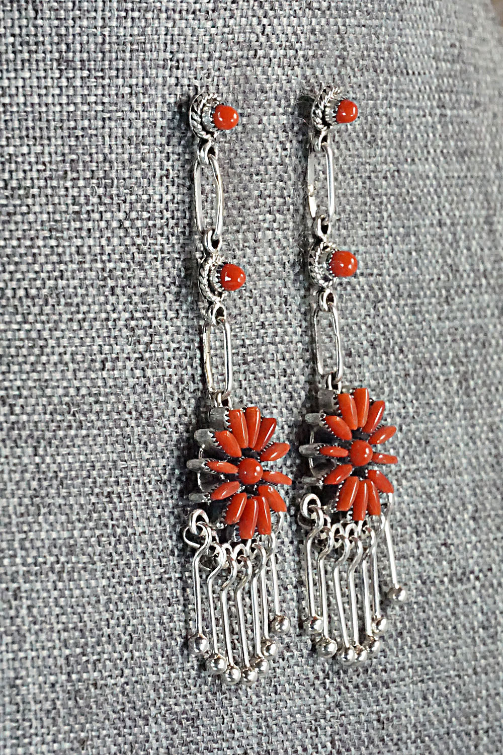 Coral & Sterling Silver Earrings - Mildred Ukestine
