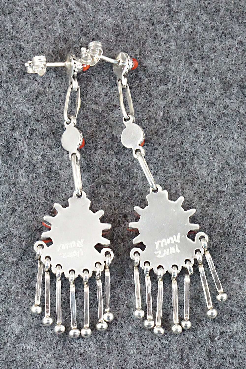 Coral & Sterling Silver Earrings - Mildred Ukestine