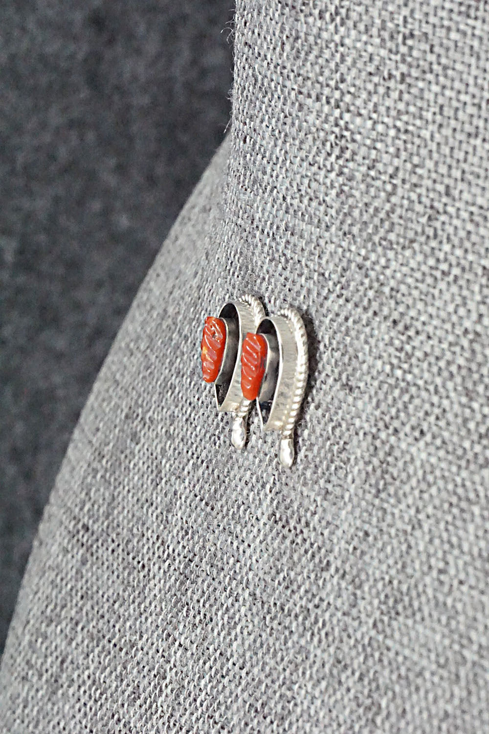 Coral & Sterling Silver Earrings - Shirley Walela