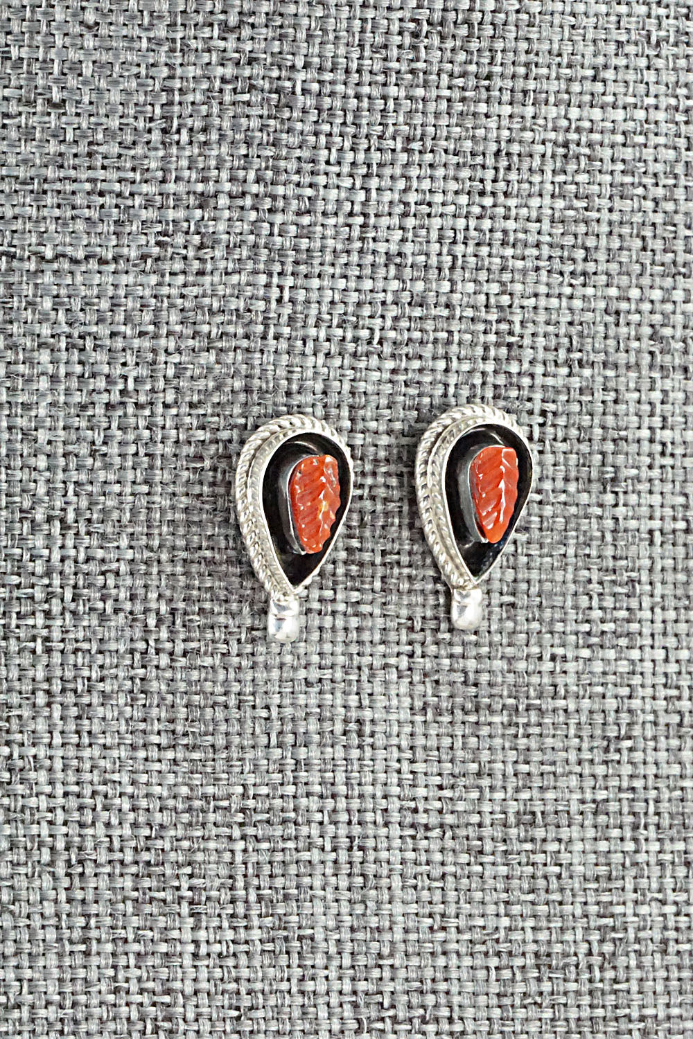 Coral & Sterling Silver Earrings - Shirley Walela