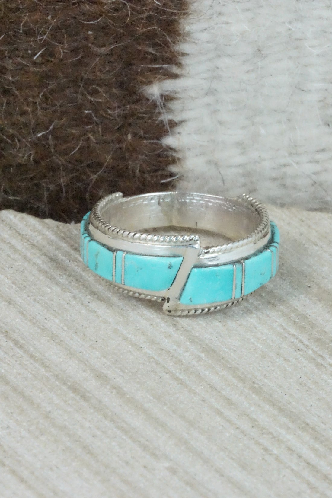 Turquoise & Sterling Silver Ring - Deirdre Luna Panteah - Size 12.75